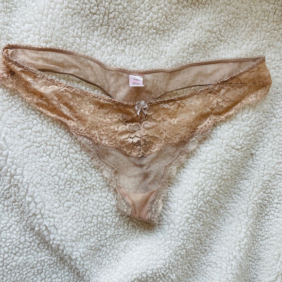 VS Angels Nude Lace Sheer Thong - Picture 1 of 3